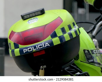 Police With Motorbike In Bogota, Columbia