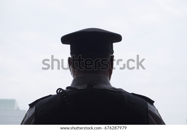 Police Officer, Guard - Detail Of A Police\
Officer, Uniform, Silhouette, Hat,\
Security