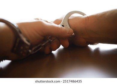 Police Officer Handcuffing a Suspect - Close-Up of Hand and Wrist During Arrest - Powered by Shutterstock