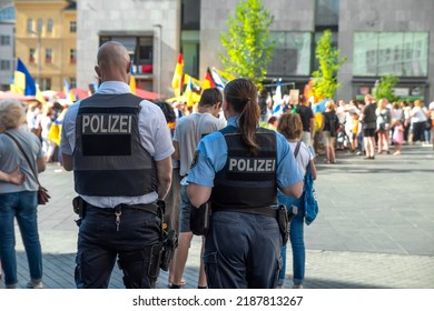 Police Officers Guard Public Order At A Rally In Support Of Ukraine In Germany.