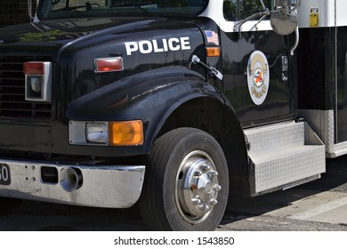 A Police Paddy Wagon Parked Outside The Police Station