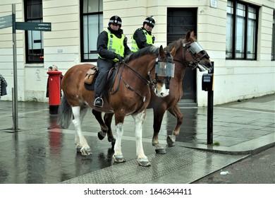 Police Scotland Mounted Div. On Crowd Control Duty At A Bloody Sunday Memorial March  Glasgow , UK .- 25 Jan 2020.
