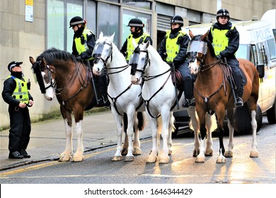 Police Scotland Mounted Div. On Duty At A Bloody Sunday Memorial March In Glasgow UK 25 Jan 2020.