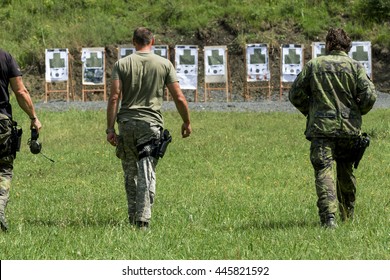 Police Shooting Practice At A Shooting Range