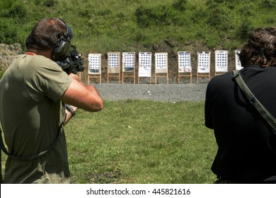 Police Shooting Practice At A Shooting Range