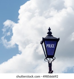 Police Sign Street Light Old Fashioned Uk Stratford Upon Avon 