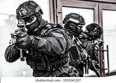 Police Special Operations Forces Fighters On Raid