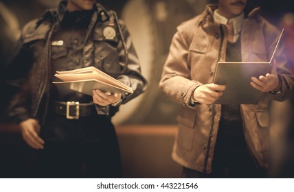 Policeman Is Reviewing Files And Documents