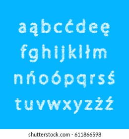 The Polish alphabet from clouds. Small letters.
