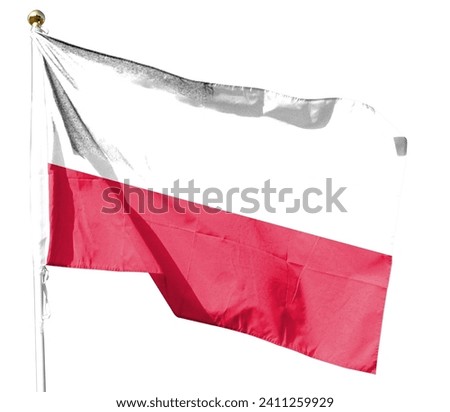 Polish flag on cloudy sky. flying in the sky