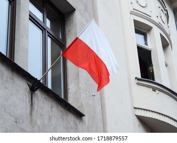 Polish flag waving on the wind