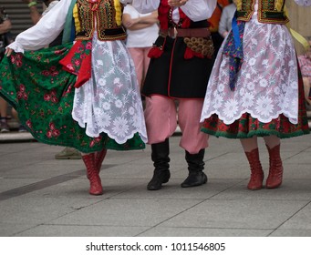 Polish Folk Dance Group With Traditional Costume