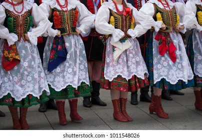 Polish Folk Dance Group With Traditional Costume