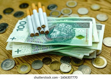 Polish Money And Cigarettes - Excise Concept