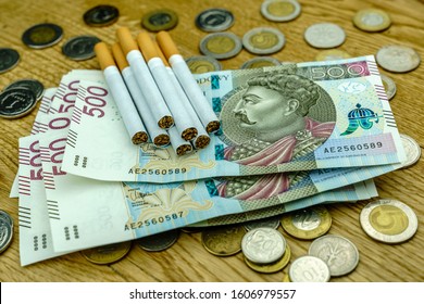 Polish Money And Cigarettes - Excise Concept