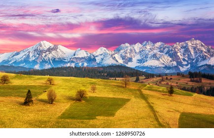 Polish Mountains Tatry At Sunset