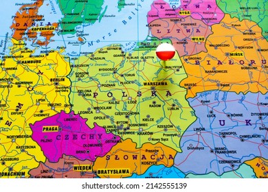 Polish National Flag On The Map.