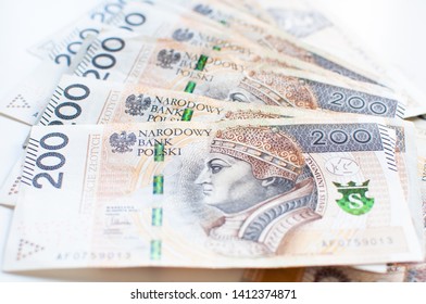 Polish Zloty - Zl Money Banknotes. Official Currency Of Poland In Denominations Of 200 Zloty.