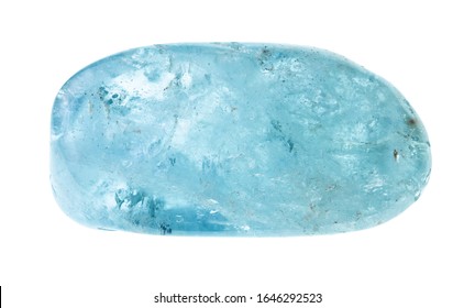 polished aquamarine (blue beryl) gemstone cutout on white background - Shutterstock ID 1646292523