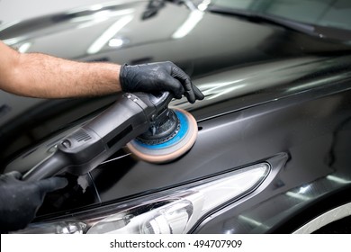 Polished black car polishing machine polished finishing - Shutterstock ID 494707909