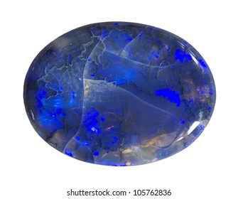 Polished Black Opal Isolated On White.