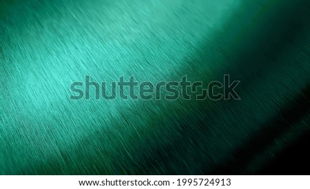 polished brushed green metal texture, shiny steel image with high gradient contrast for industrial concept use as template. turquoise stainless steel texture metal background (focused at center).