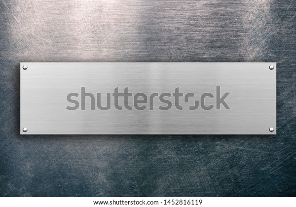 Polished metallic\
plate on steel\
background