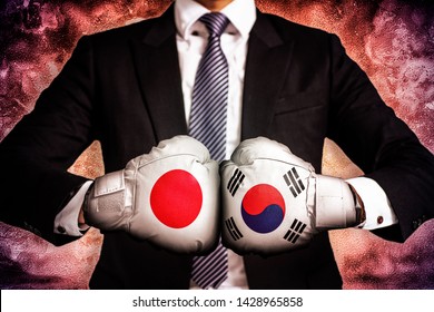 Political And Business Concept Of Trade War Between Korea And Japan