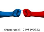 Political confrontation, democrat vs republican, fists, red vs blue, USA, American politics, Elections