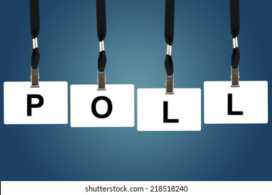 Political Poll Word On Badge With Blue Background