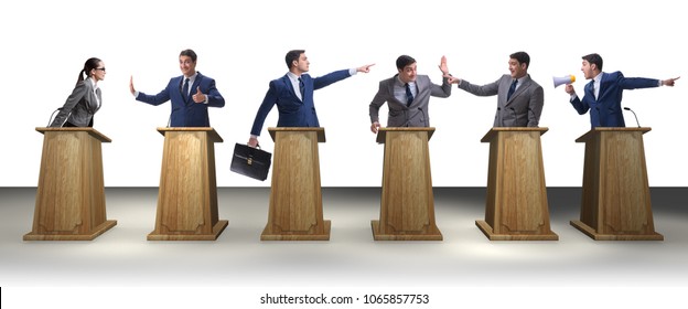 Politicians participating in political debate - Shutterstock ID 1065857753