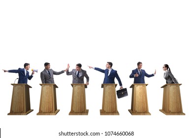 Politicians participating in political debate - Shutterstock ID 1074660068