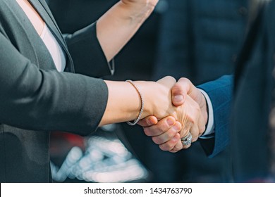 Politicians Shaking Hands. Female Politician Shaking Hands With Male Politician