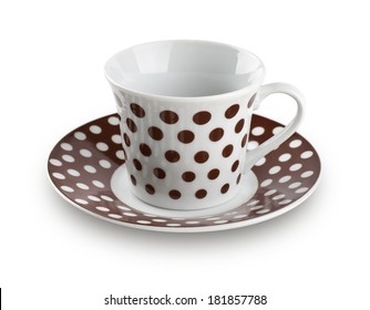 polka dot coffee cup on white background - Powered by Shutterstock