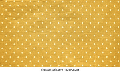 Polka Dots Pattern And Yellow Tone Of Cloth, Texture Of Silk Fabric Cotton, Wallpaper Background