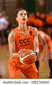 POLKOWICE, POLAND - APRIL 30; 2018: Final EBLK Energa Basketball Women League Match CCC Polkowice - Artego Bydgoszcz 59:46. In Action Alysha Clark.