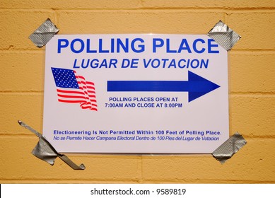 Polling Place Sign Outside Of A Fire Station