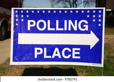 Polling Place Sign Outside Of A Fire Station