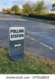 Polling Station Sign, Stowmarket, Suffolk, England, UK - 2021