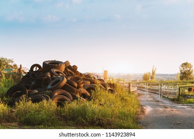 Polluted Environment With Old Used Car Tyres