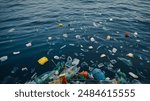 Polluted Water Surface with Diverse Plastic Waste