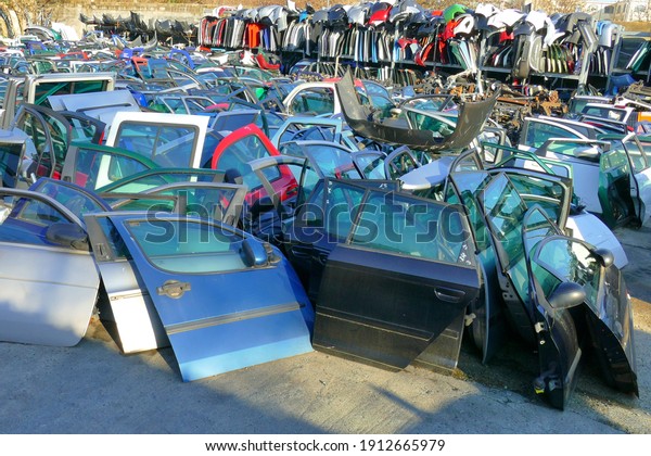 Polluting car scrapping center to take advantage of\
government incentives or look for used spare parts Turin Italy\
February 8 2021