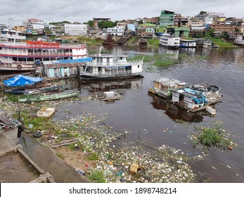 Pollution of the Rio Negro. Manaus, Amazon - Brazil, January 20, 2021