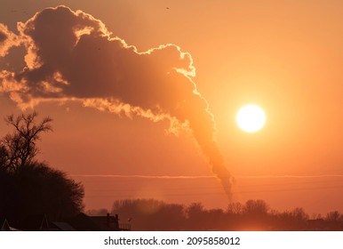 Pollution - Smoke From Old Coal Thermal Power Plant.  