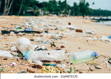 Pollutions and garbages on the beach
