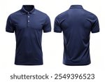 Polo shirt mockup front and back view, Realistic Short sleeve blue Polo shirt template isolated on white bacgkround