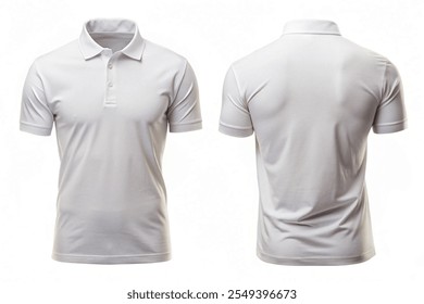 Polo shirt mockup front and back view, Realistic Short sleeve White Polo shirt template isolated on white bacgkround