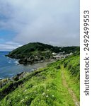 Polperro, quaint English Seaside Fishing Village in Cornwall, coastal path, UK