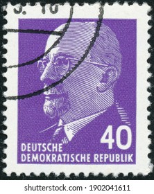 POLTAVA, UKRAINE - January 25, 2021. Vintage Stamp Printed In German Democratic Republic Circa 1961 Show Walter Ulbricht