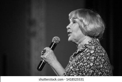 POLTAVA, UKRAINE - JUNE, 7 2019: Ukrainian-Soviet Actress Ada Rogovtseva During The Conduct Meridian Poltava Festival Of Poets At The City House Of Culture